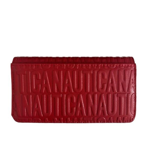 Nautica Red Slim Clutch Credit Card Holder Woman’s Wallet NEW - Picture 3 of 13